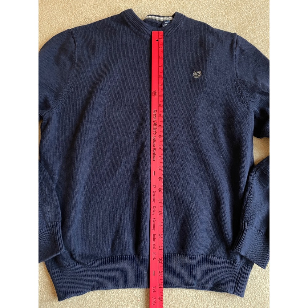 Chaps Navy Blue Crew Neck Sweater Men's Size L Classic Knit‎ Pullover - Picture 4 of 6